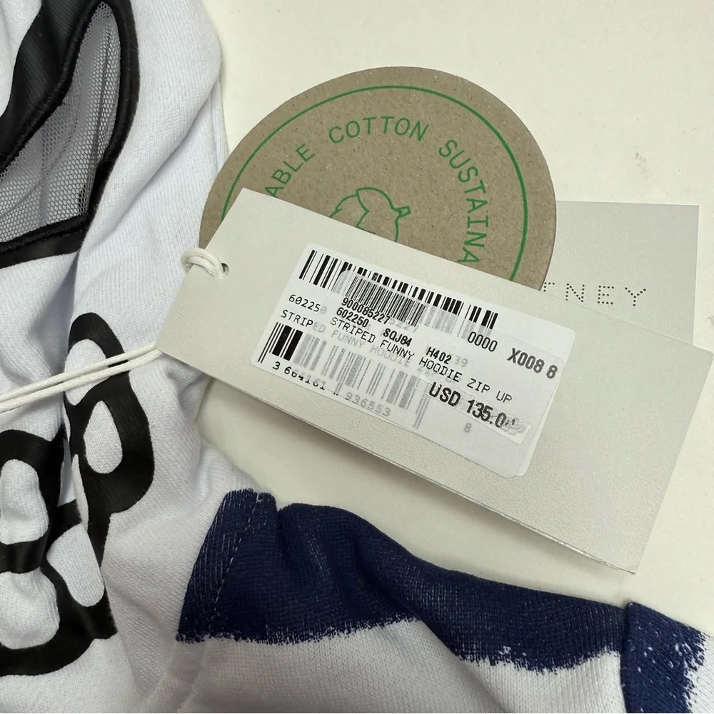 New! Stella McCartney navy striped skull zip hoodie